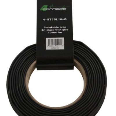 FOUR Connect 4-ST3BL10-G Shrink Tube, 2:1 Black With Glue 10mm 3m