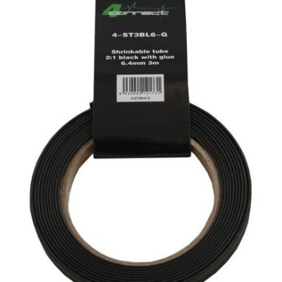 FOUR Connect 4-ST3BL6-G Shrink Tube, 2:1 Black With Glue 6.4mm 3m